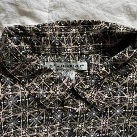 Vintage 90s Knightsbridge mens xxl funky pattern casual button down shirt - Picture 4 of 8